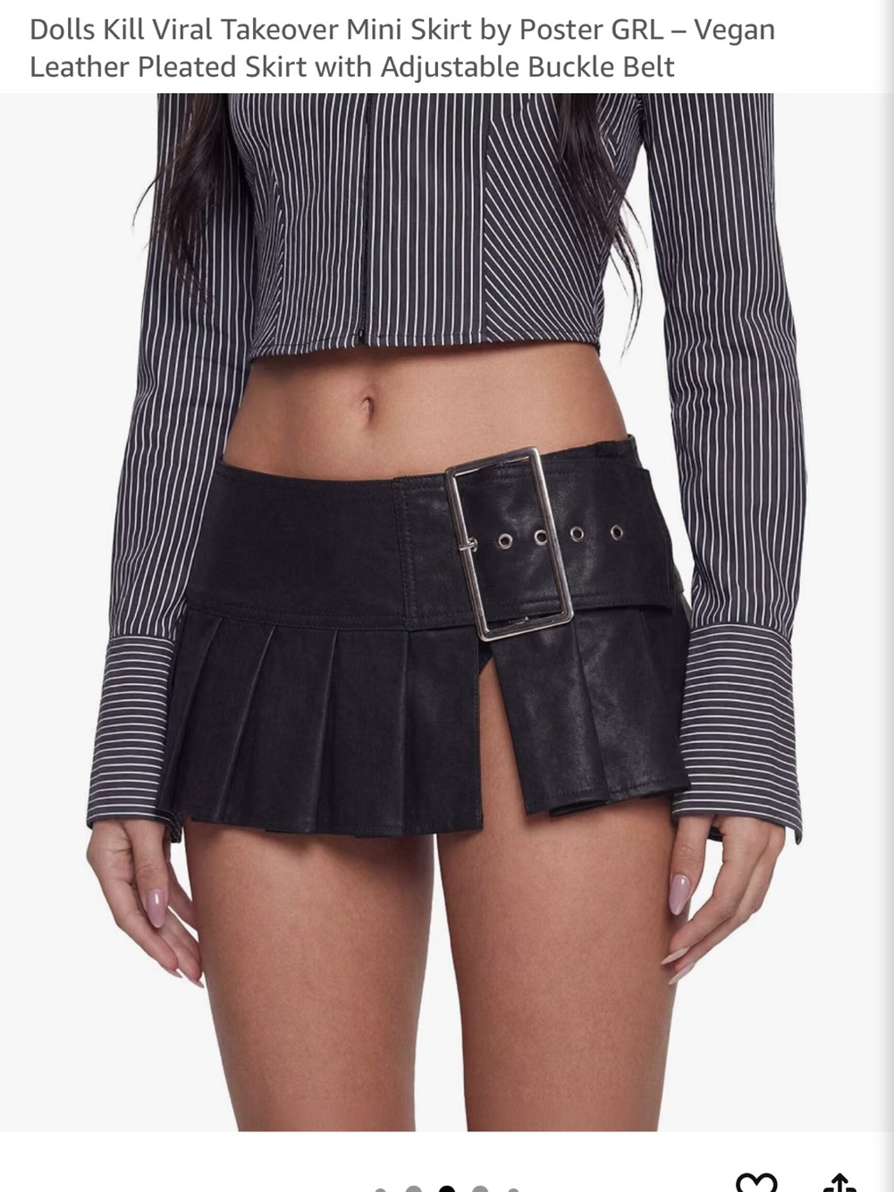 Dolls Kill Viral Takeover Mini Skirt by Poster GRL - Vegan Leather Pleated Skirt